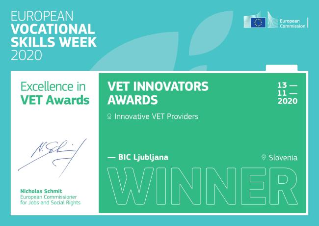 Most innovative vet provider in Europe 2020 BIC Ljubljana